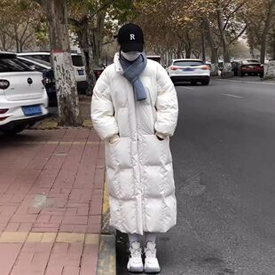 新款冬季加厚白色长款棉服女长过膝韩版宽松棉袄今年流行外套
