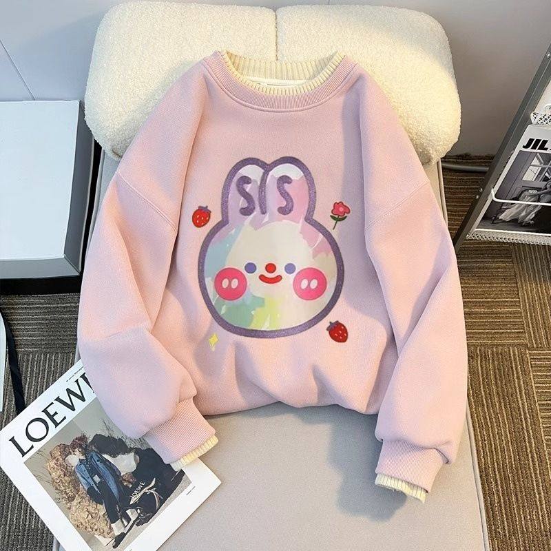 女童卫衣秋冬款假两件儿童半高领长袖上衣小女孩冬装加绒加厚衣服