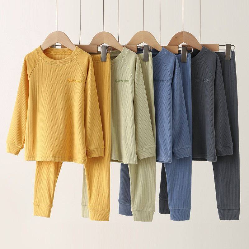 儿童保暖内衣套装男童秋衣秋裤女童加绒加厚中大童德绒睡衣秋冬季