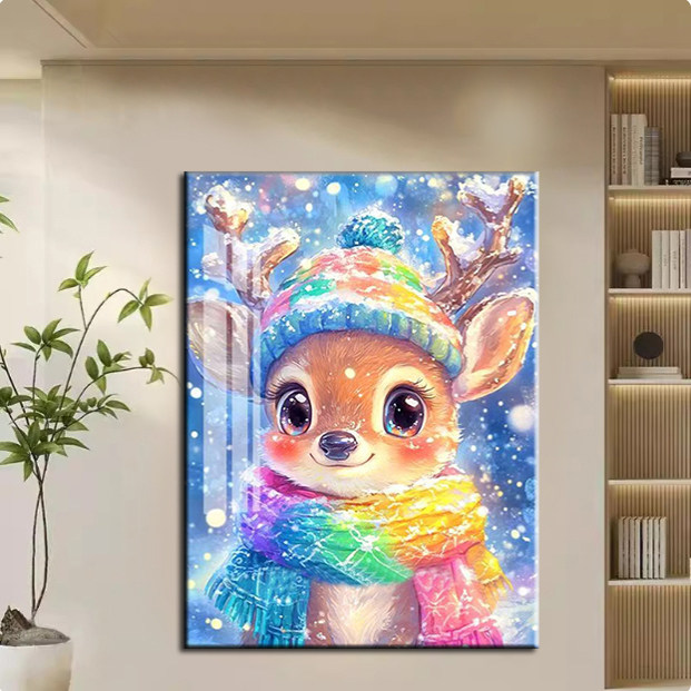 多彩围巾小鹿钻石画卡通圣诞