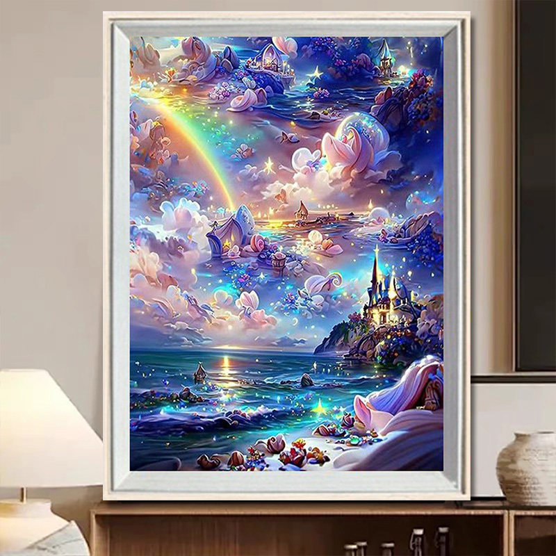 新款星空瀑布治愈系带框钻石画diy满钻手工贴画卧室装饰送人礼物,居家布艺,钻石绣,淘宝优惠券,粉丝福利购,淘宝优惠卷