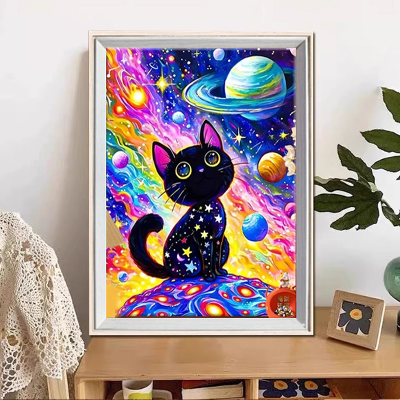 钻石绣2026新款客厅星空喵十字绣满钻可爱猫咪点钻钻石画儿童卡通
