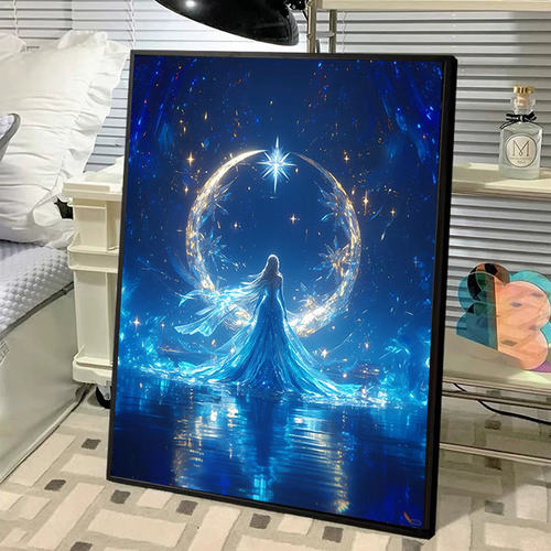 奇幻蓝月星空钻石画满钻 魔法光晕星月梦幻DIY点钻卧室挂画