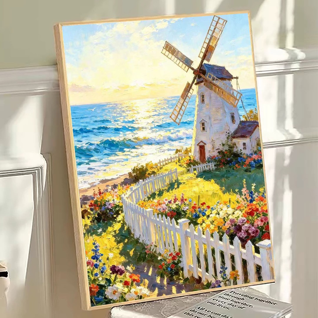 2026新款钻石画海景花海风车高颜值手工DIY贴画5d满钻十字绣客厅