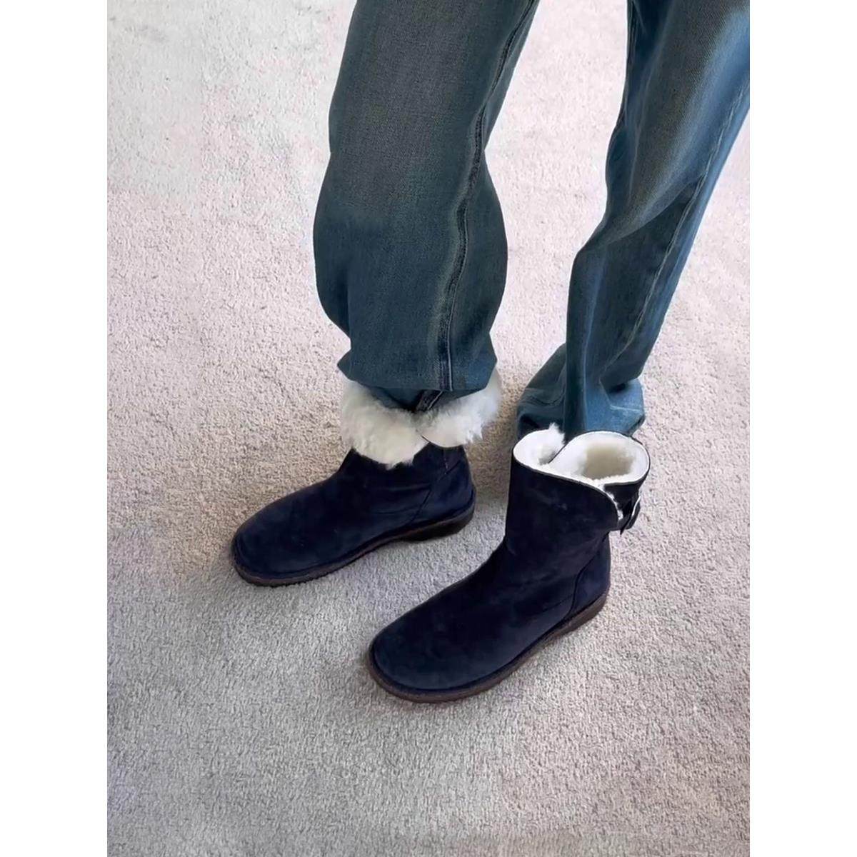 牛皮版~厚底加绒加厚雪地靴两穿勃肯棉靴女保暖圆头复古毛毛短靴,女鞋,时尚雪地靴,淘宝优惠券,粉丝福利购,淘宝优惠卷