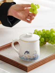 采购产品白瓷文化创意陶瓷水杯，个人带盖办公杯，办公杯，方便礼