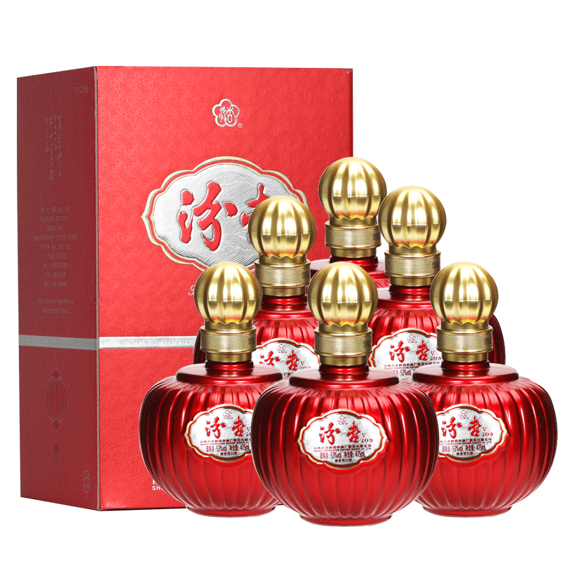 汾杏股份53度v20 山西杏花村清香型白酒整箱475ml*6瓶礼盒装 送礼