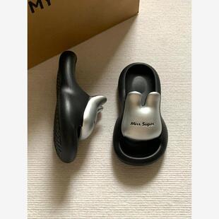 凉拖鞋 可爱拖鞋 外穿厚底踩屎感防滑黑色沙滩时尚 家居室内女款 夏季