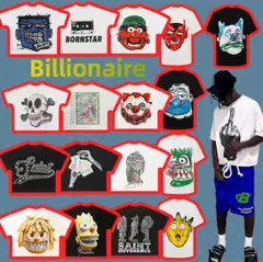High-End Billionaire American Street Retro High-Street Batwing Sleeve Short-Sleeve Hip-Hop Casual Loose T-Shirt