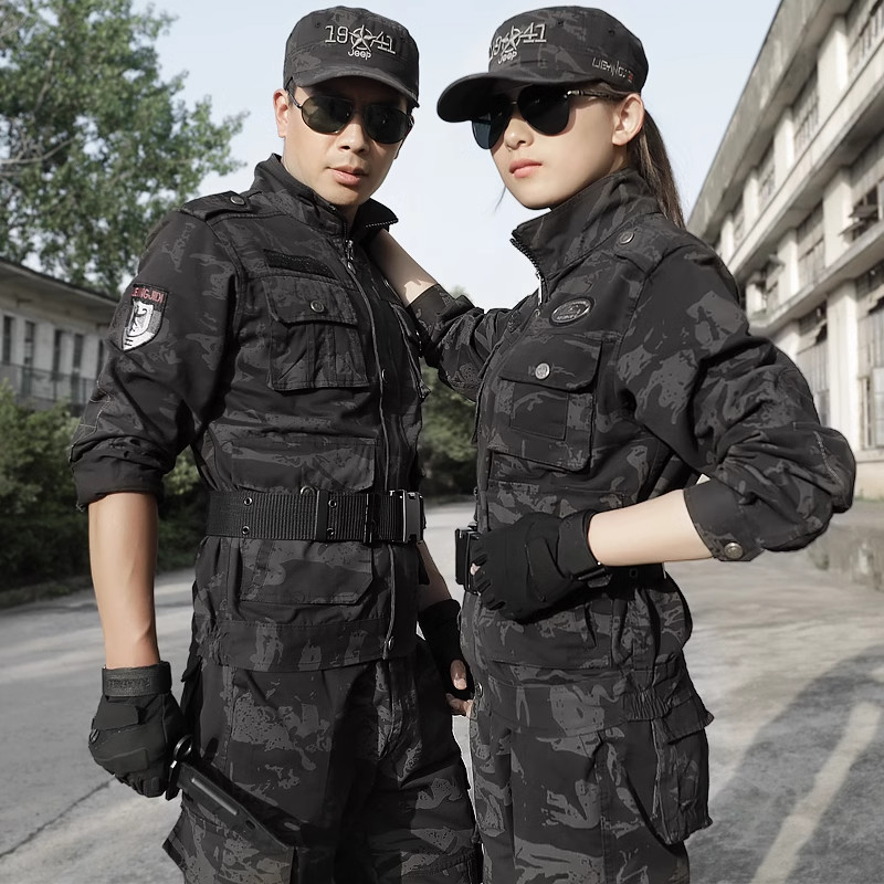 秋季迷彩服套装男纯棉加厚户外教官训练服全套大码耐磨劳保工作服