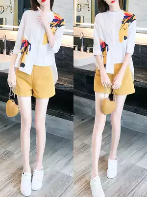 Summer 2021 New chiffon shorts set female summer small fresh two-piece foreign fashion temperament age reduction summer