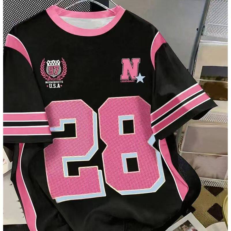 美式复古辣妹28印花短袖T恤