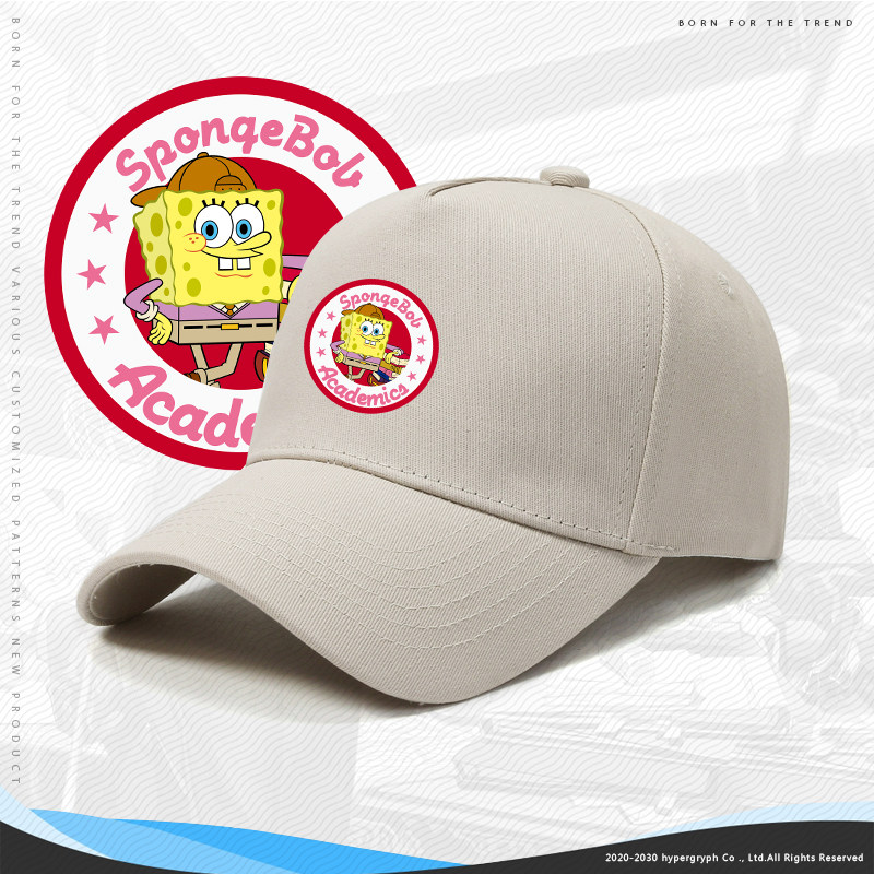 海绵宝宝动画卡通棒球帽青少年休闲百搭遮阳帽防晒学生鸭舌帽