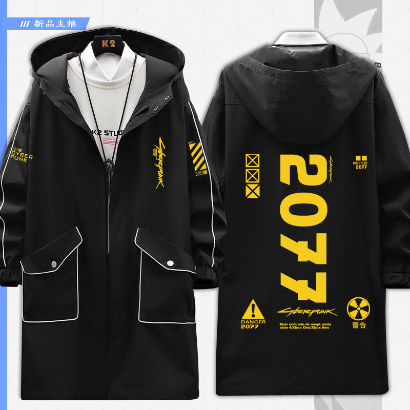 赛博朋克cyberpunk2077游戏周边二次元中长款风衣外套男女青年js