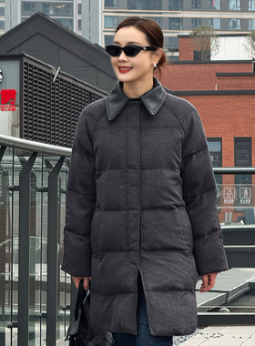 T井姐妹【不平凡】设计感羊皮领鹅绒服ERF2510-Y785-1B