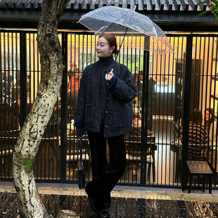 TJ543 减龄高级感宽松小香外套女秋YRF2510 T井姐妹 蓝茵羽绒版