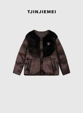 T井姐妹【德芙】设计感皮鹅绒服ERF2510-8825-308