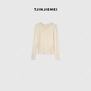 2424 设计感精致100羊毛气质百搭毛衣MY2510 T井姐妹 纯白之恋