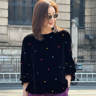 T恤TX2508 T井姐妹 设计感刺绣桑蚕丝长袖 新款 TJ469 绞花