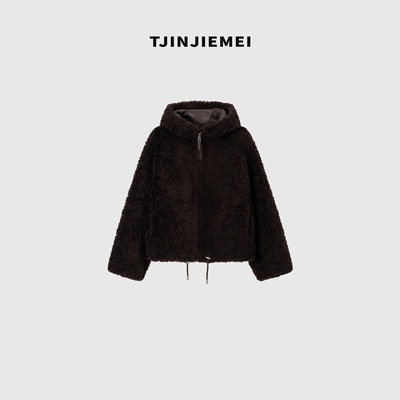 T井姐妹【毛茸茸】新款简约时尚100羊毛连帽大衣外套WT2511-25256