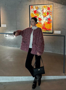 T井姐妹【雪花酥】设计感65绵羊毛混纱小香风羽绒外套YRF2510-TJ5