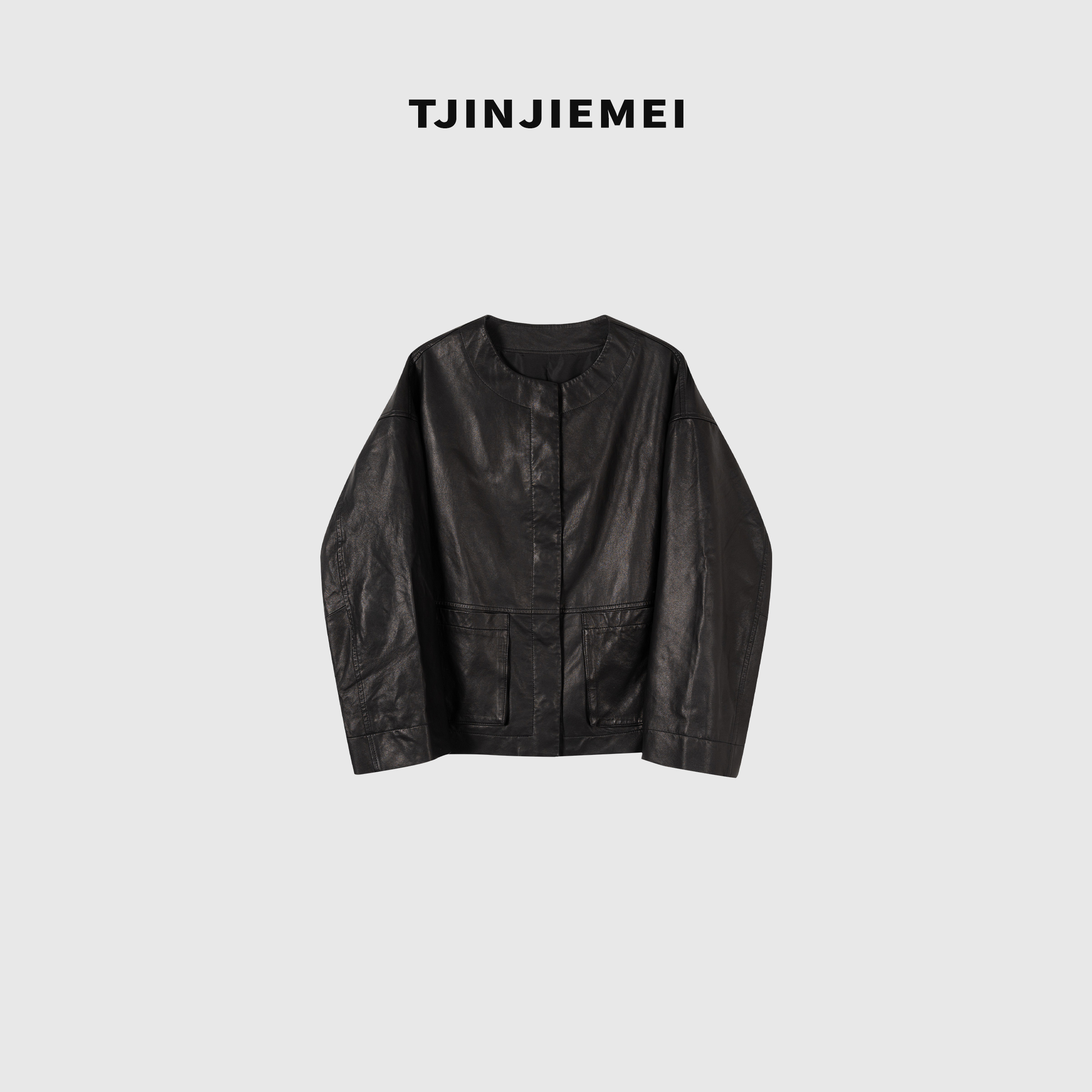 T井姐妹【莫妮卡】设计感气质圆领领百搭皮衣外套PY2507-TJ407