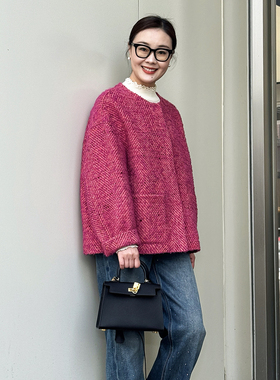 T井姐妹【玫瑰海】新款设计感羊毛混纺小香羽绒外套ERF2510-TJ559