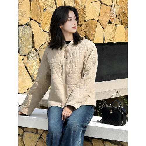 T井姐妹【菱形格】气质翻领风衣款棉服外套女WT2608-ELW2973