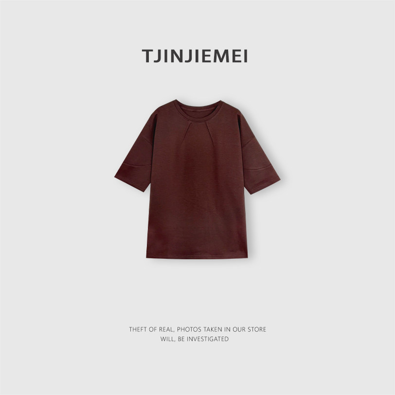 T井姐妹【朱古力】设计感休闲宽松显瘦百搭短袖T恤DX2603-2823-1