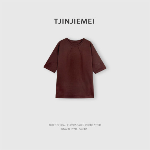 T井姐妹【朱古力】设计感休闲宽松显瘦百搭短袖T恤DX2603-2823-1