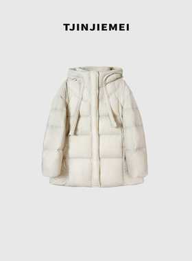 T井姐妹【暖宝宝】设计感撞色一手长连帽蓬松羽绒服YRF2511-Z7712
