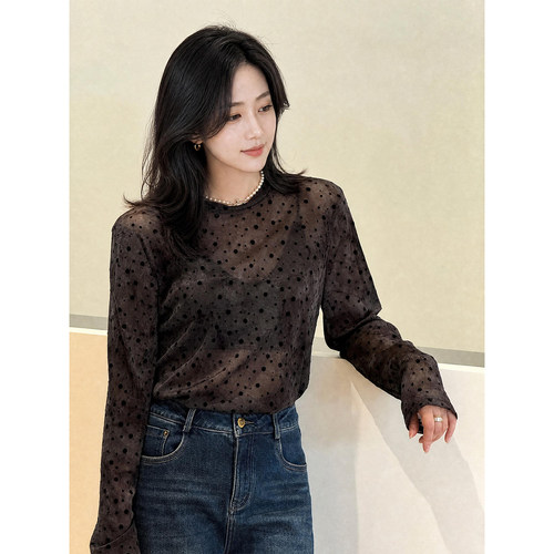 T井姐妹【植绒蕾丝】设计感休闲百搭显瘦长袖T恤TX2608-13333
