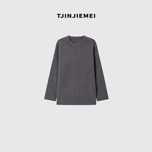 T井姐妹【云迹灰】100绵羊毛加厚慵懒感下摆开叉毛衣MY2510-95778