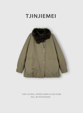 T井姐妹【气场】设计感山羊绒毛领鹅绒服ERF2512-89371