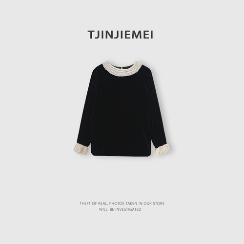 T井姐妹【颜如玉】设计感精致刺绣真丝丝绒气质T恤TX2601-TJ646