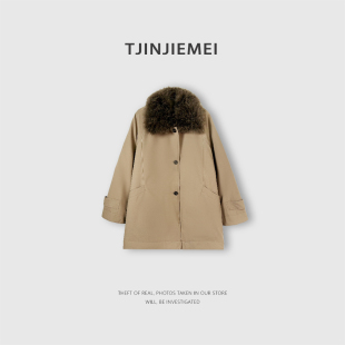 89351 设计感中空纱宽松毛领鹅绒服ERF2512 T井姐妹 冷空气