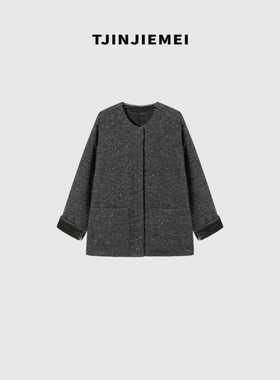 T井姐妹【银河】设计感亮片混纱小香风羽绒外套YRF2511-TJ600