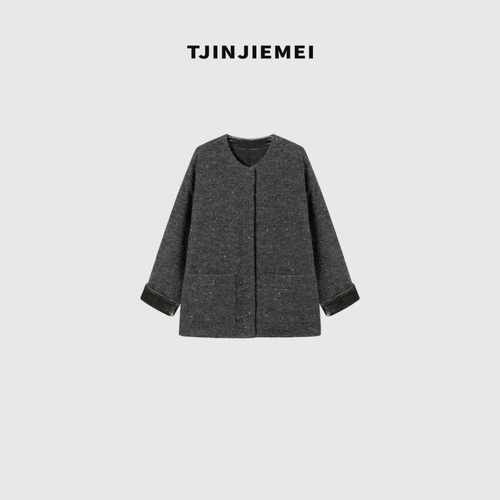 T井姐妹【银河】设计感亮片混纱小香风羽绒外套YRF2511-TJ600