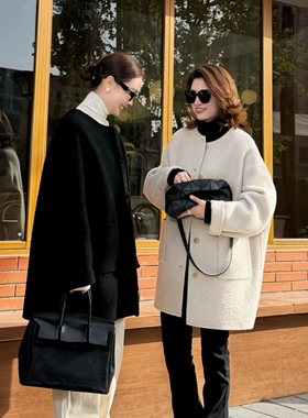 T井姐妹【贝拉】新款设计感宽松廓形圆领山羊绒大衣WT2507-BQ807