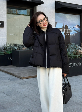 T井姐妹【锁温舱短款】针织领拼接鹅绒服YRF2510-E25206