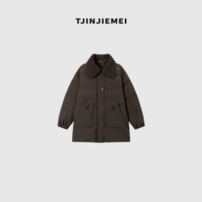 T井姐妹【织梦】设计感毛线领羽绒服YRF2510-7878