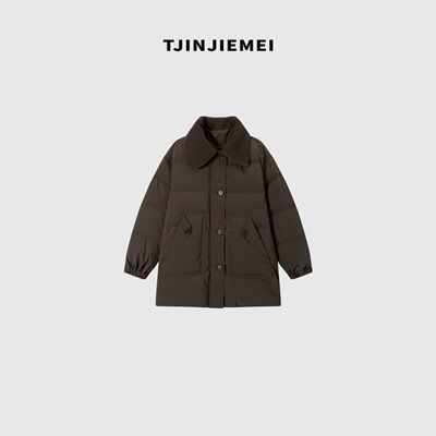 T井姐妹【织梦】设计感毛线领羽绒服YRF2510-7878