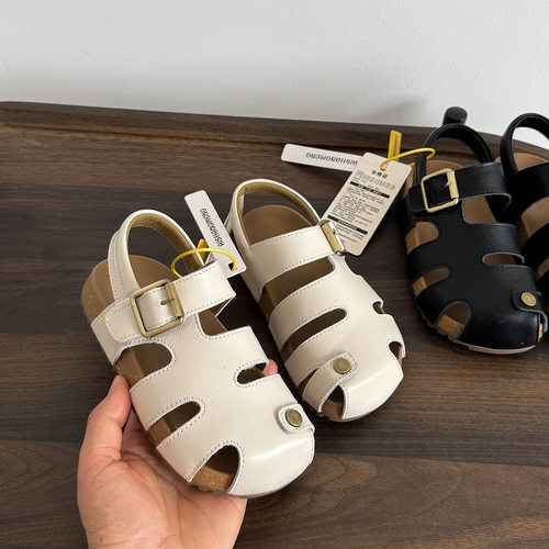 儿童真皮包头凉鞋2026夏季新款韩版女童博肯凉鞋男童沙滩溯溪鞋子