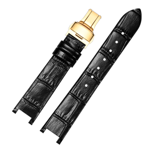 凹型口真皮表带配件适配Versus范思哲范瑟丝凹口牛皮手表带女18mm