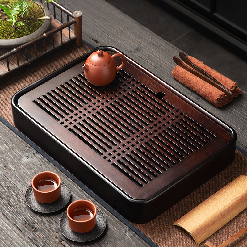 2025新款储水式茶盘家用茶具泡茶台小型胡桃色竹木蓄水沥水茶托
