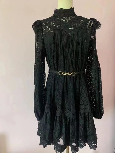 福利款 澳洲小众z家原单水溶花拼接蕾丝长袖短款两件套连衣裙