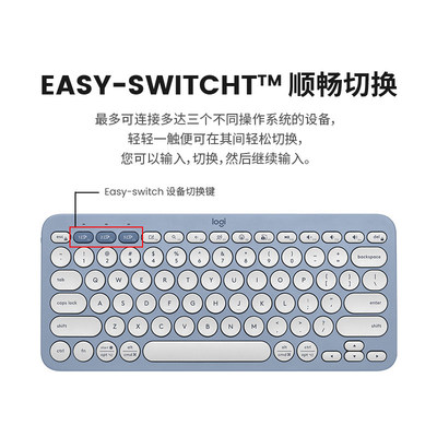 罗技K390无线键盘蓝牙笔记本电脑iPad办公多设备链接轻薄可拆包