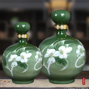 空酒瓶景德镇陶瓷5斤10斤菊花高盖白酒坛子家用密封酒壶酒罐