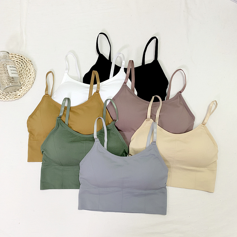 。无痕美胸内衣女纯色防走光聚拢少女无钢圈打底全罩杯吊带文胸