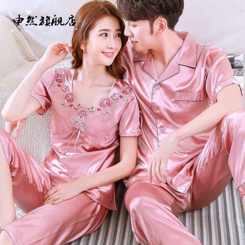 。男士连体双人薄款单夏款公主夫妻可睡袍宽松情侣夏装新睡衣丝